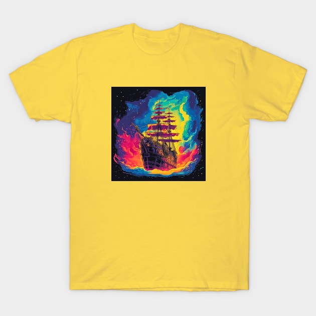 Space Pirates, Intergalactic Adventure to the Neon Cosmos T-Shirt by Nebula Nexus